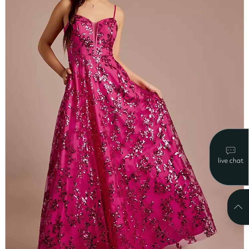 Pink Sequin Prom Dress